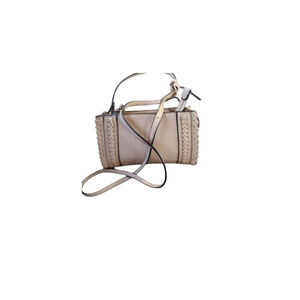 Sole Society Women's Zipper Top Braided Leather Crossbody Bag Beige Cream
